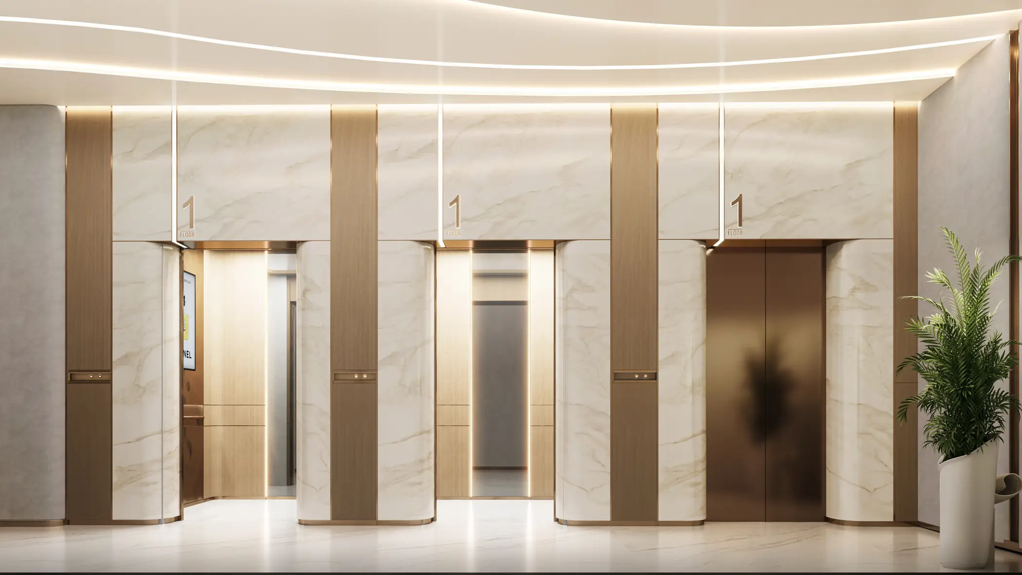 Lift lobby shown in the BNW DEVELOPMENTS "Orvessa" catalogue, Al Furjan, Dubai