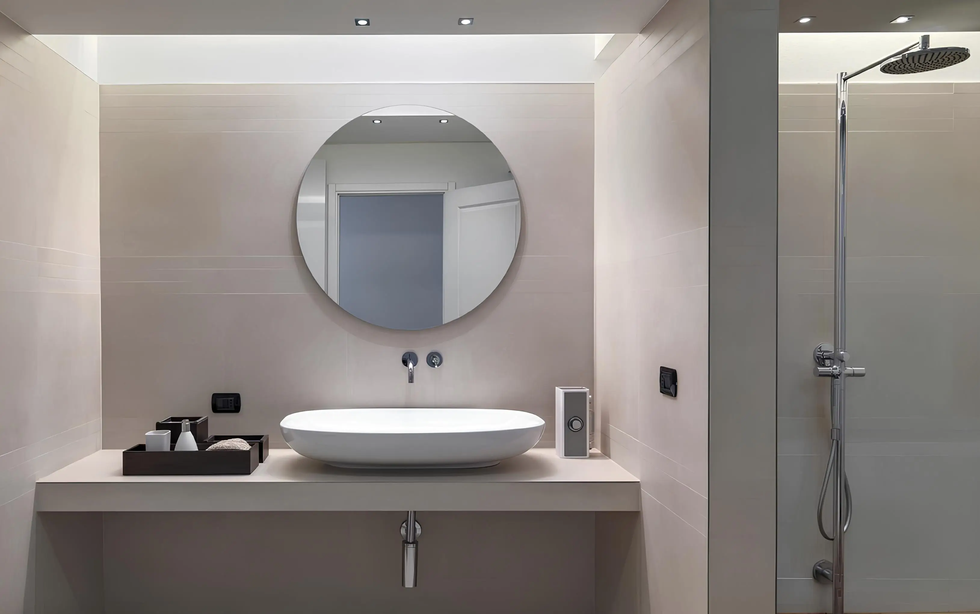 Bathroom vanity and shower shown in the NASEEB "North 43 Serviced Residences" catalogue, Dubai