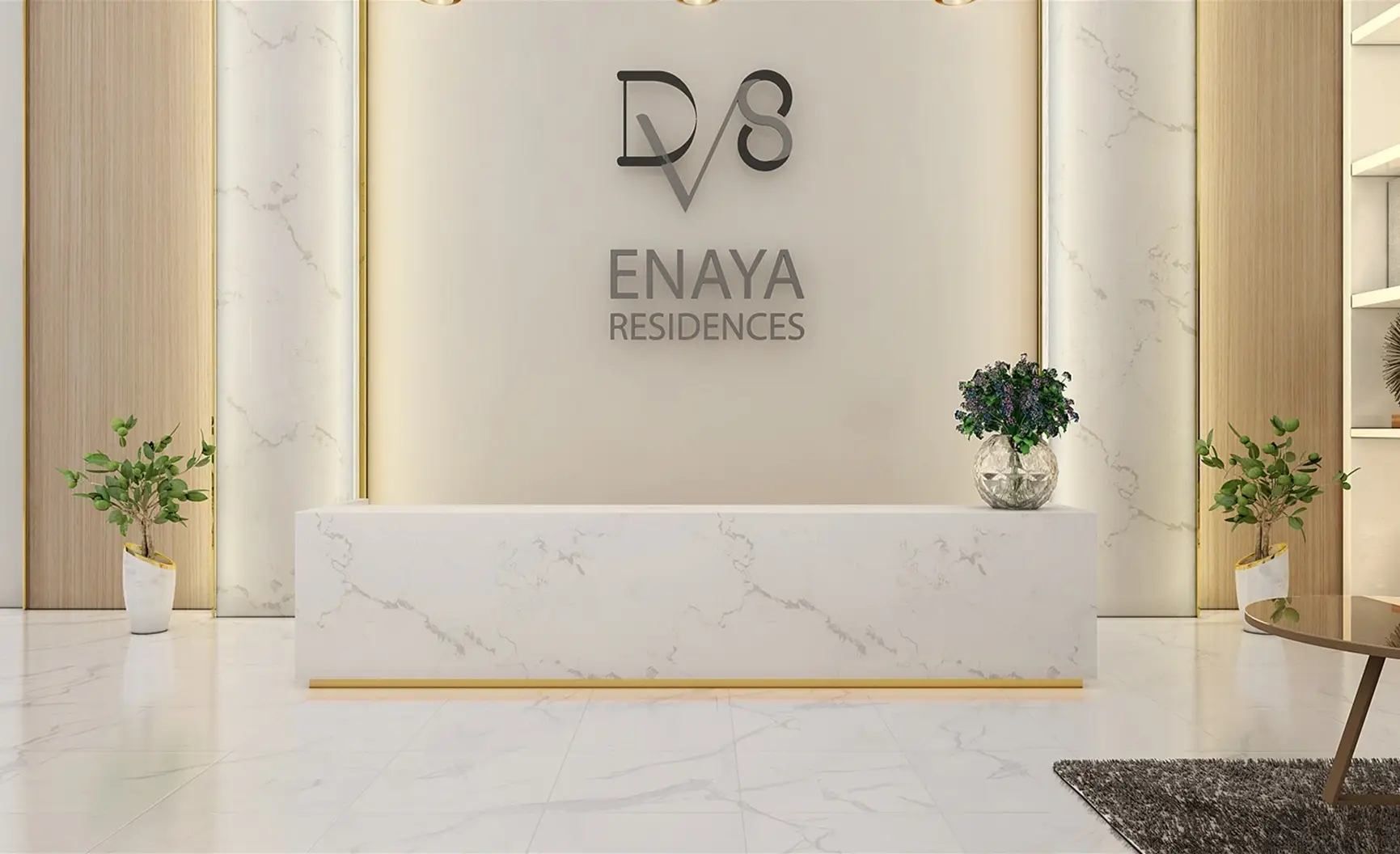 Lobby shown in the SYNERGY "ENAYA Residences" project catalogue, Jumeirah Village Triangle (JVT), Dubai