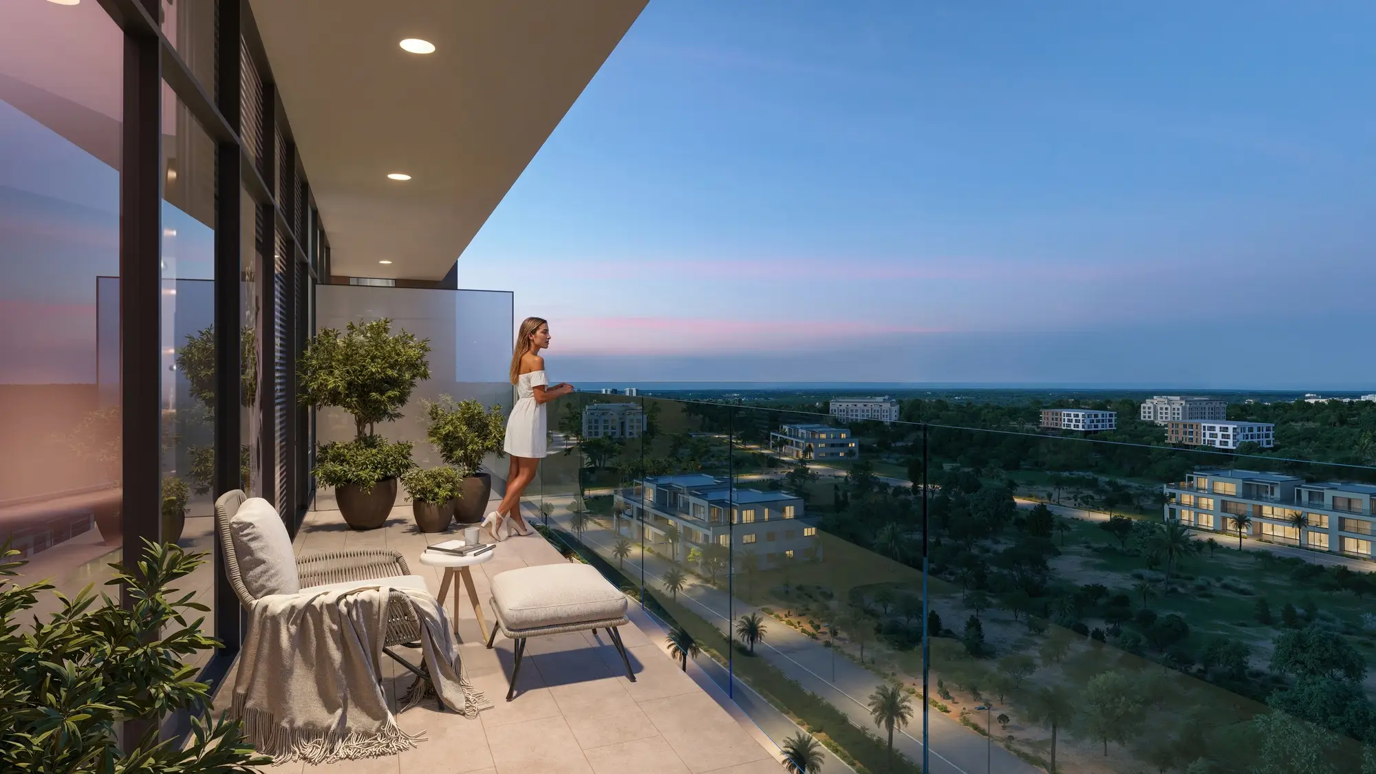 Balcony shown in the ABOU EID "Celia Homes" project catalogue, Dubailand Residence Complex, Dubai