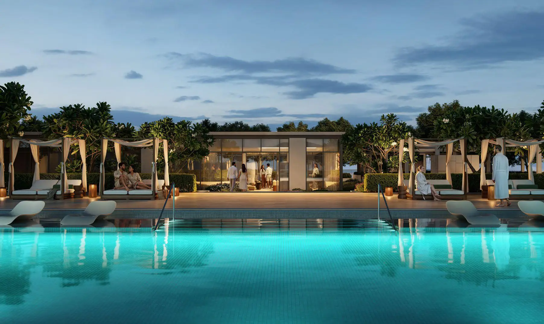 Pool and deck shown in the EMAAR "Montiva by Vida" catalogue, Dubai Creek Harbour, Dubai