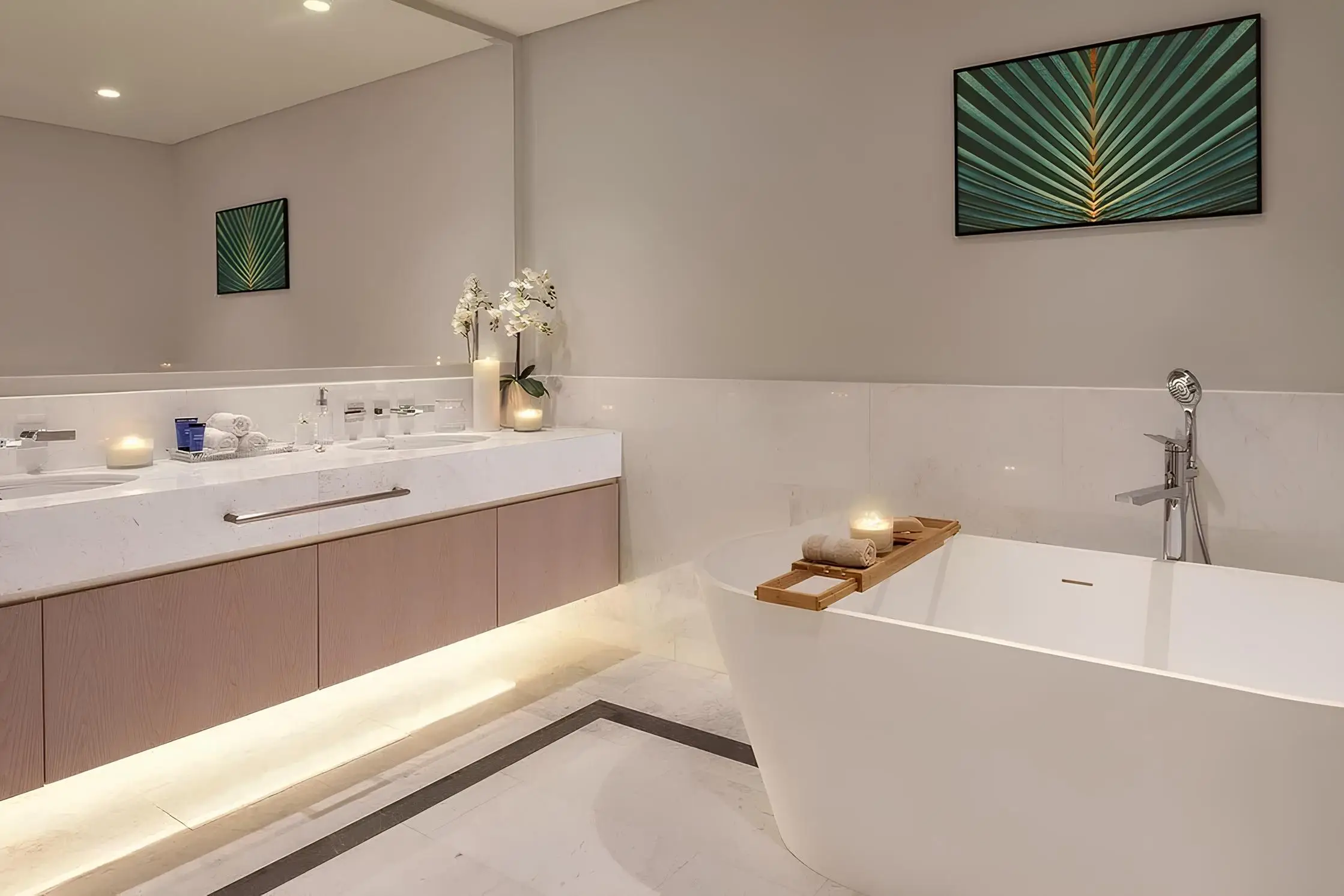 Bathroom with a freestanding bath shown in the NAKHEEL PROPERTIES "The Palm Tower" catalogue, Dubai