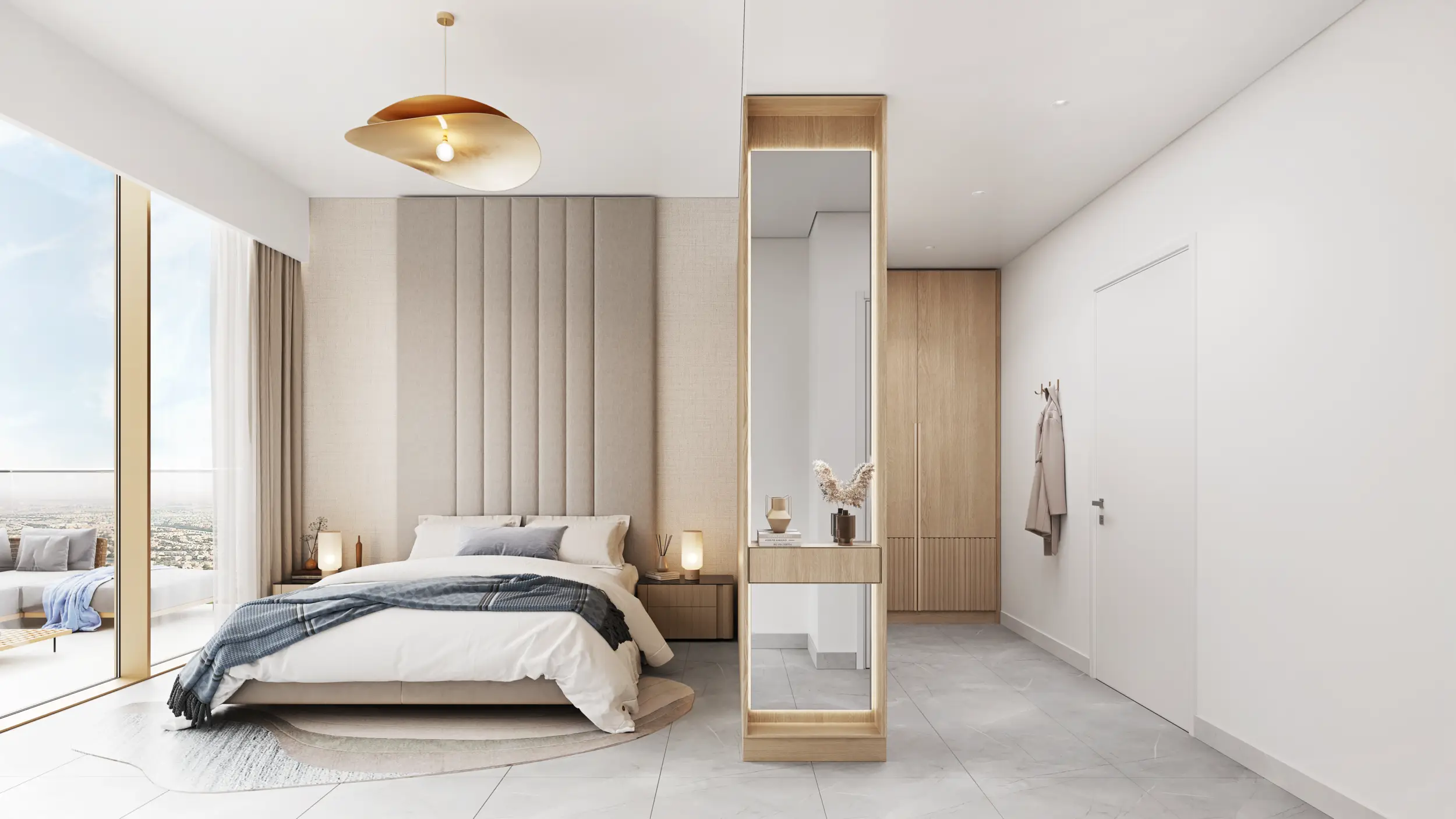 Bedroom shown in the ELLINGTON "Upper House" project catalogue, Jumeirah Lake Towers (JLT), Dubai
