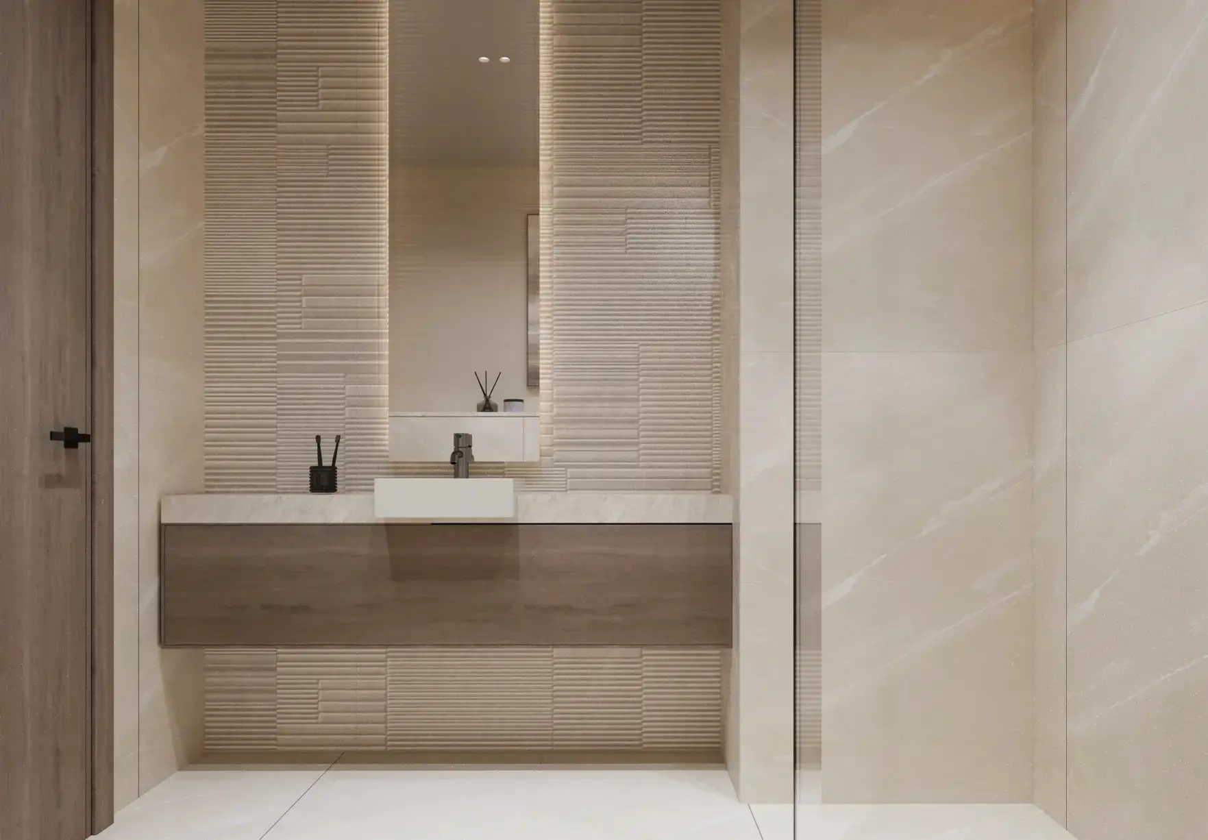 Bathroom interior shown in the DENIZ DEVELOPMENT "09 Life Residences" project catalogue, Dubailand Residence Complex, Dubai