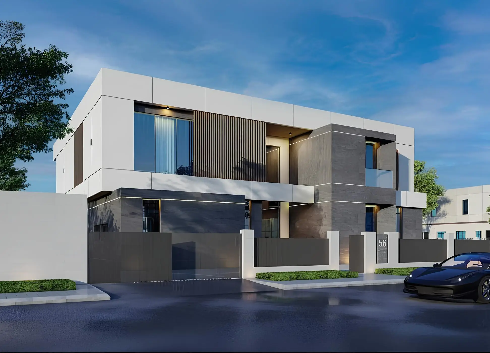 House exterior shown in the WELLINGTON "Villa - Dubai Hills" catalogue, Dubai Hills, Dubai House exterior shown in the WELLINGTON "Villa - Dubai Hills" catalogue, Dubai Hills, Dubai