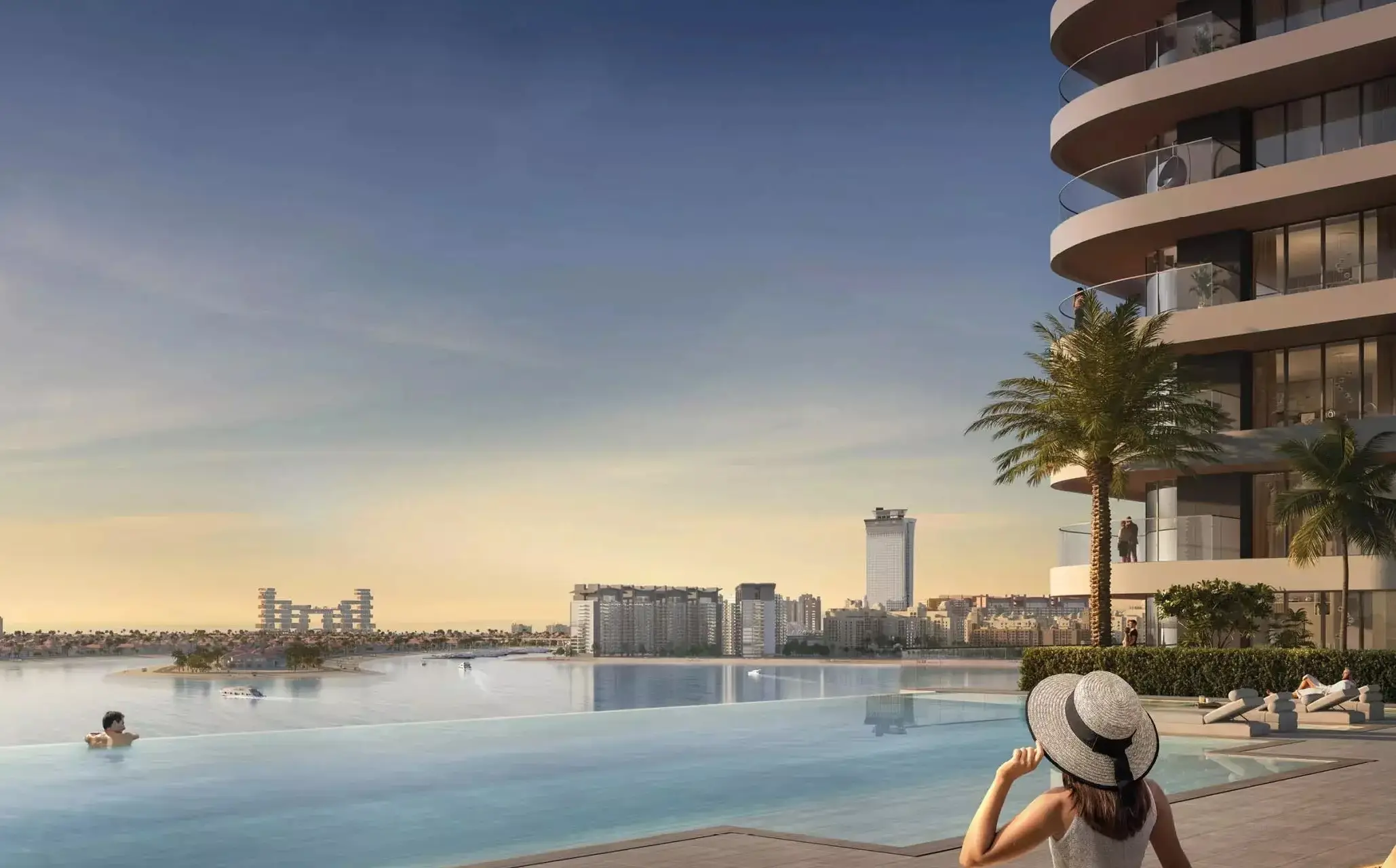 Pool overlooking the water shown in the EMAAR "Seapoint" catalogue, Dubai
