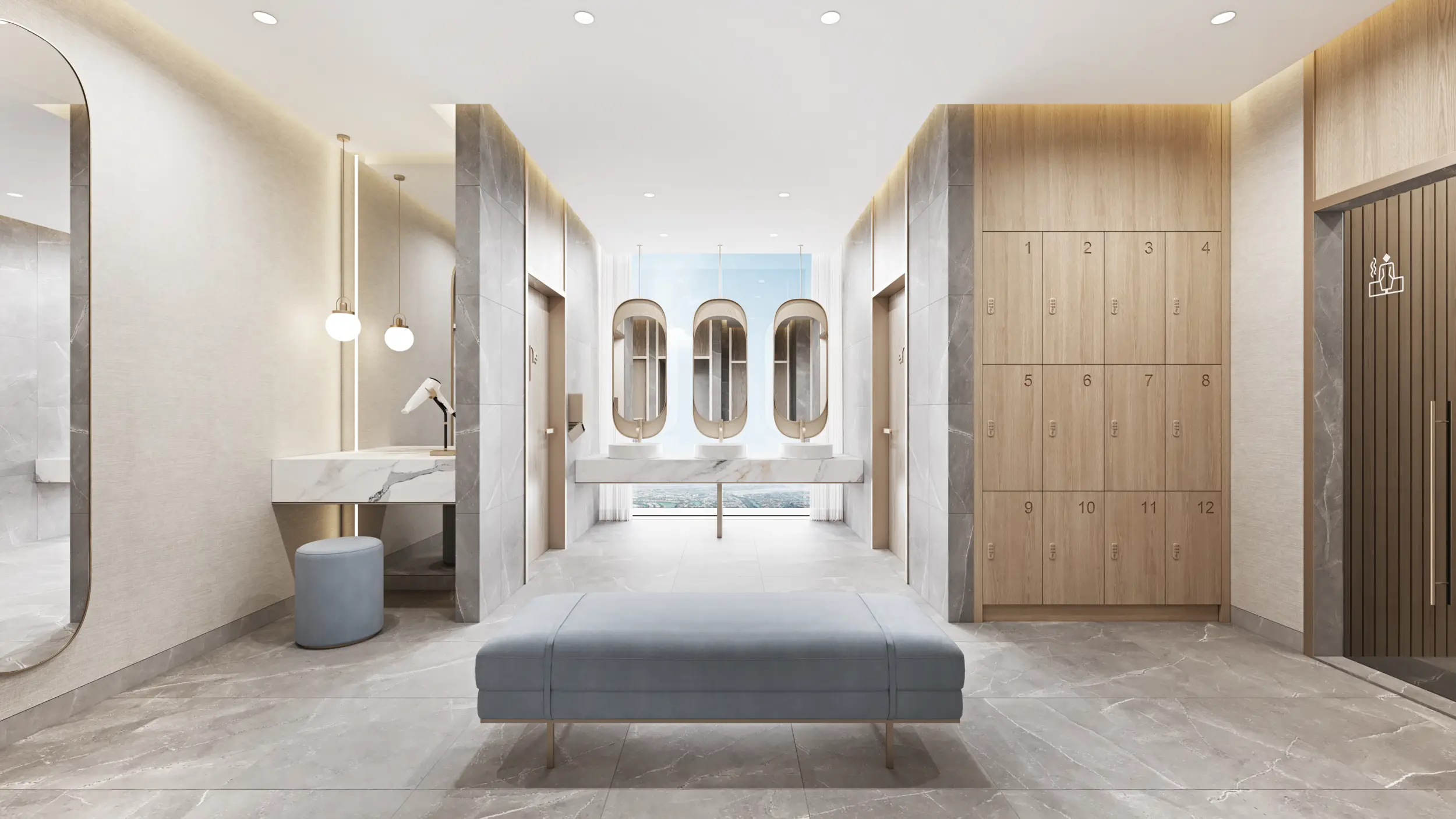 Shared changing area shown in the ELLINGTON "Upper House" catalogue, Jumeirah Lakes Towers, Dubai