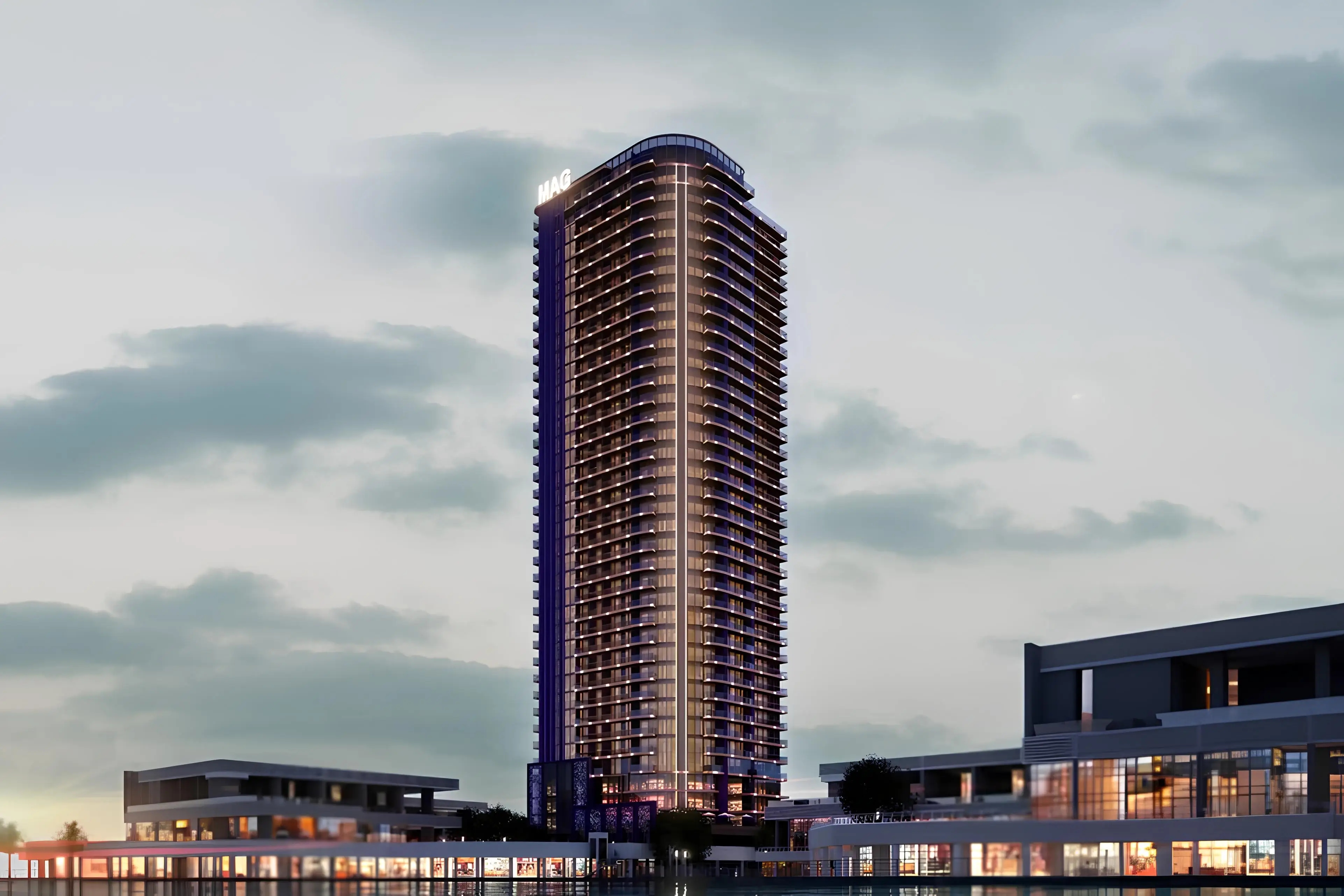 Residential tower exterior shown in the KINGDOM BY MAG "MBL Signature" catalogue, Jumeirah Lakes Towers, Dubai