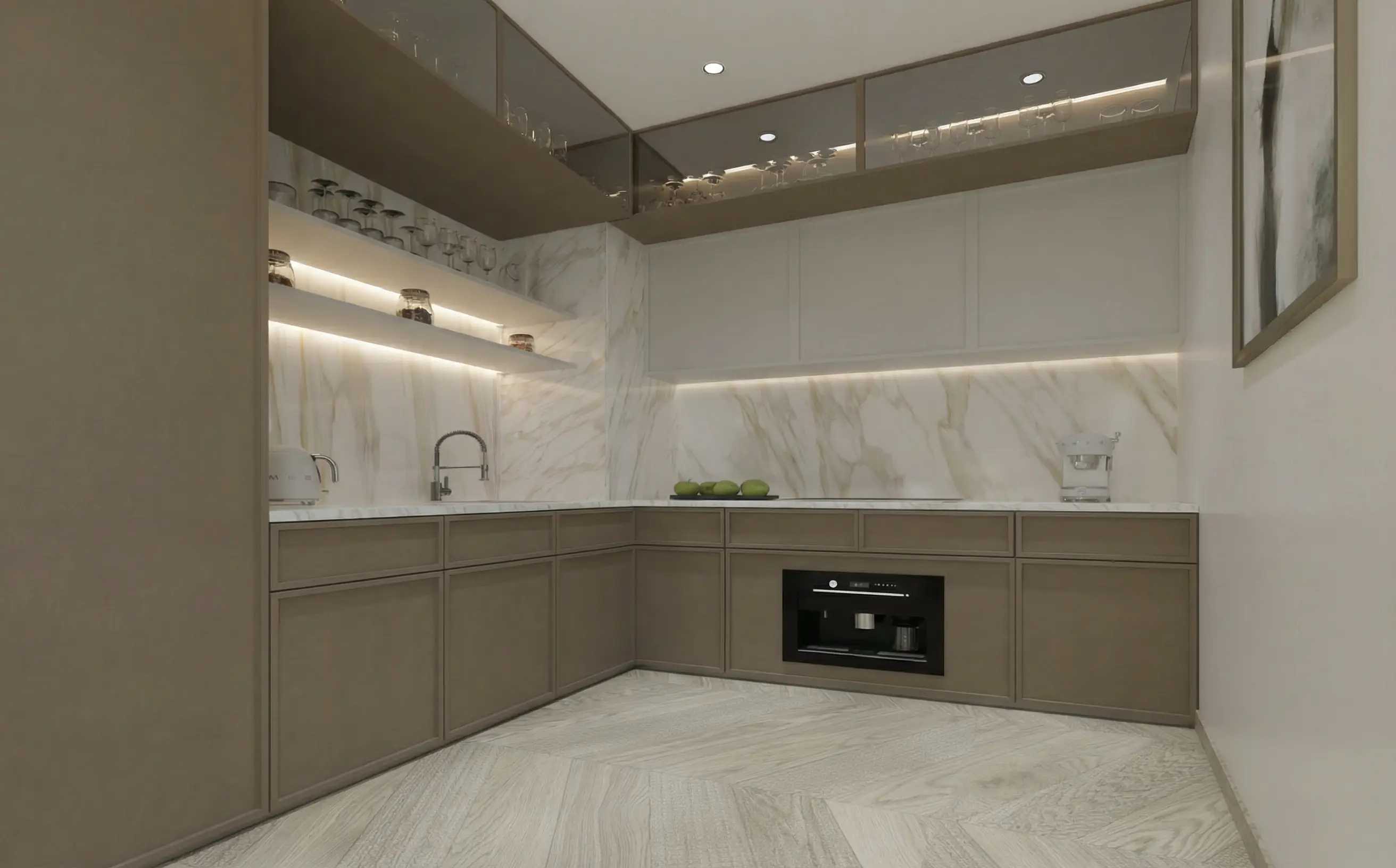 Kitchen interior shown in the TIGER "Altai Tower" catalogue, Jumeirah Village Triangle, Dubai