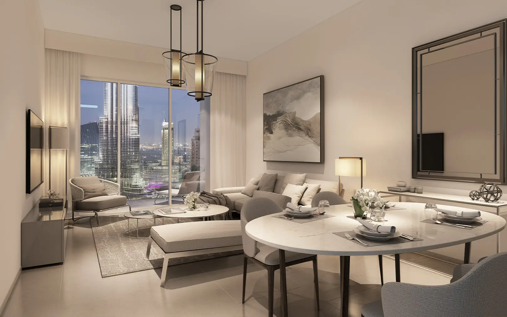Living shown in the EMAAR "Act One Act Two" project catalogue, Downtown Dubai, Dubai