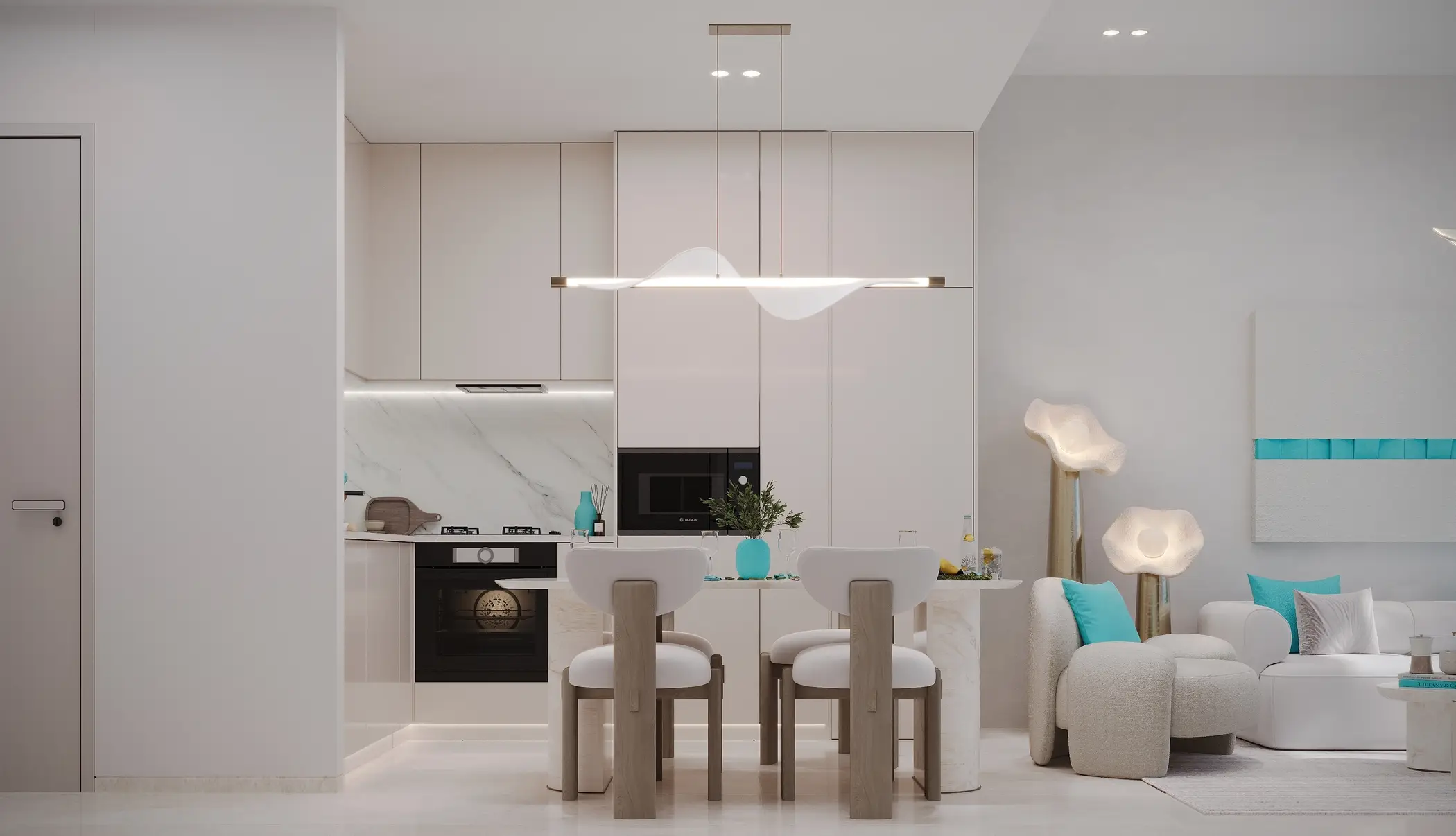 Kitchen shown in the REEF LUXURY DEVELOPMENTS "REEF 996" project catalogue, Dubai Production City, Dubai