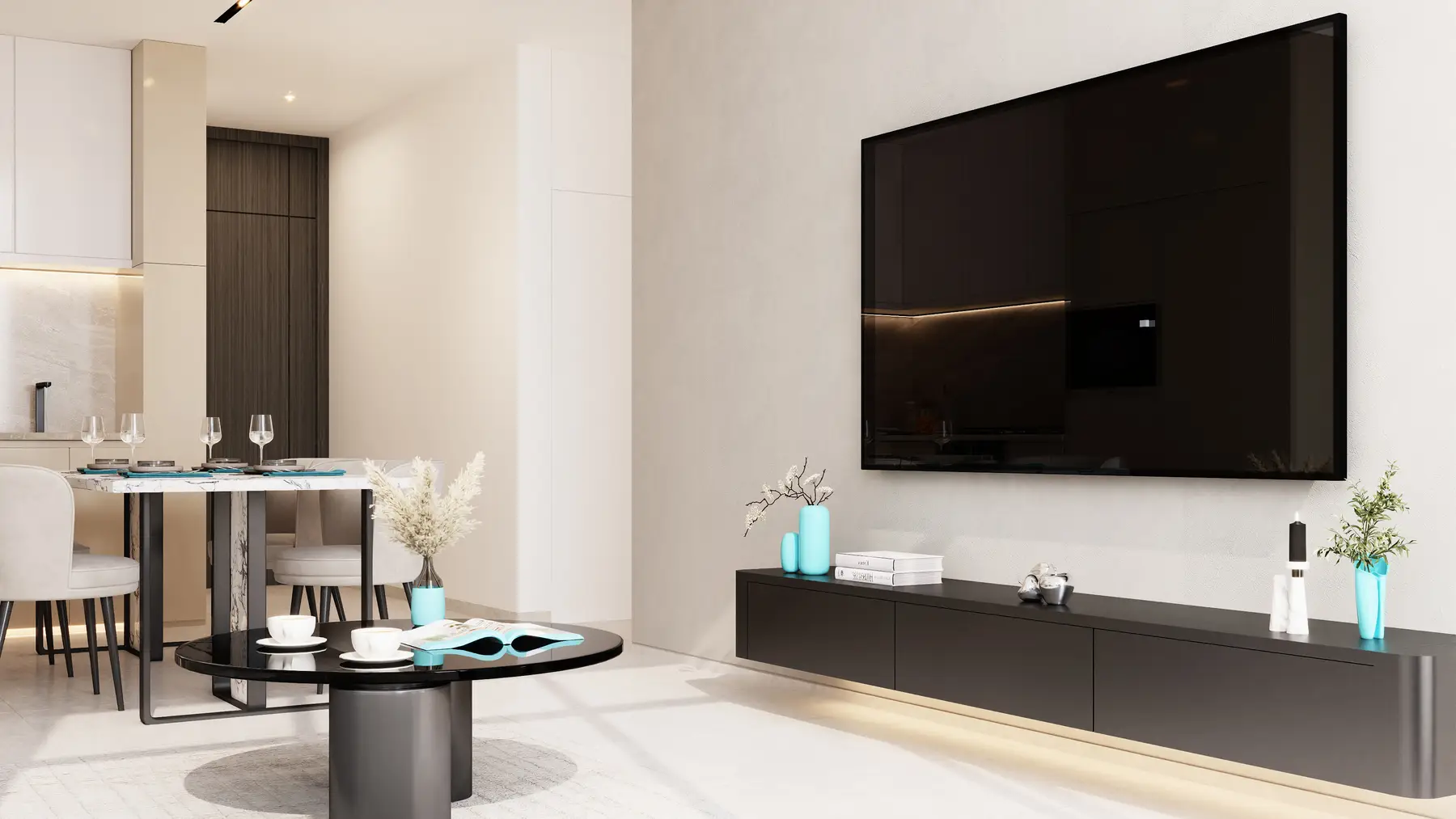 Living shown in the REEF LUXURY DEVELOPMENTS "REEF 999" project catalogue, Al Furjan, Dubai
