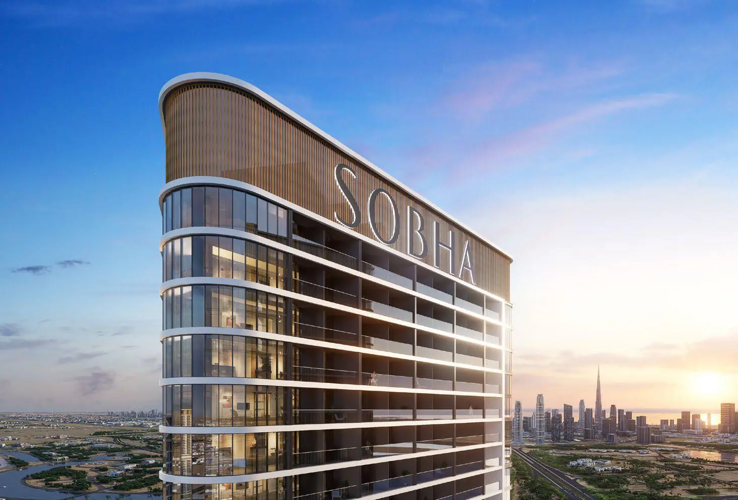 Residential exterior shown in the SOBHA "Skyvue Altier" project catalogue, Sobha Hartland 2, Dubai