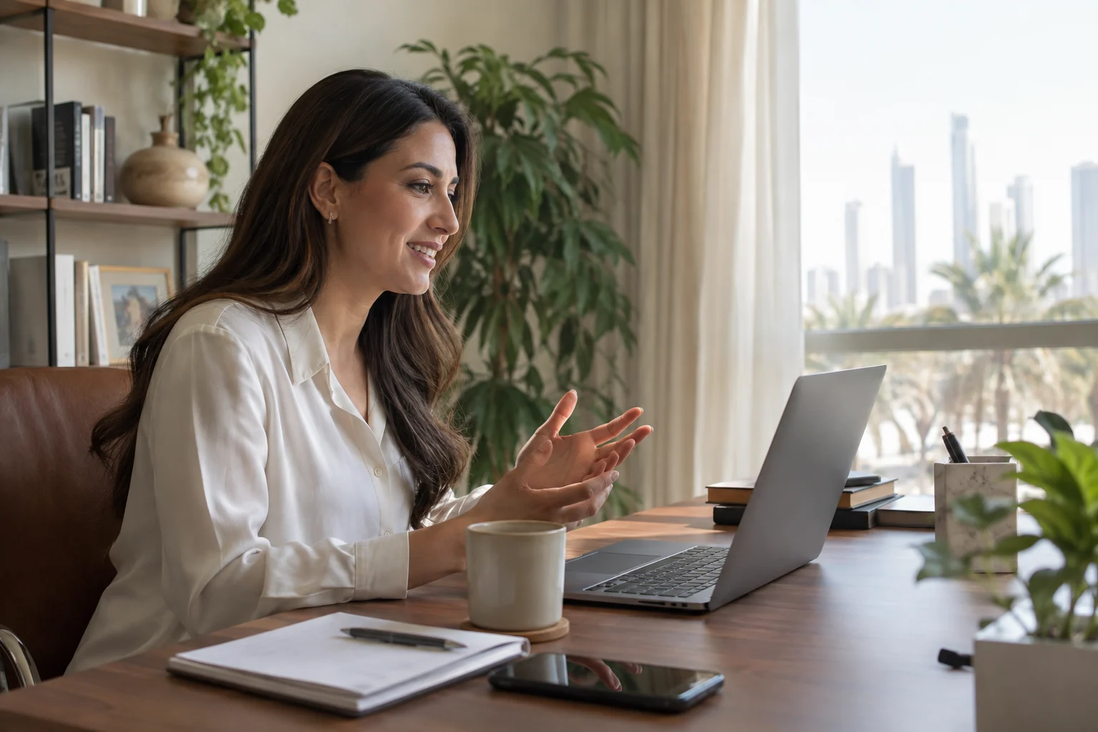 An overseas owner joining a video call An overseas owner joining a video call
