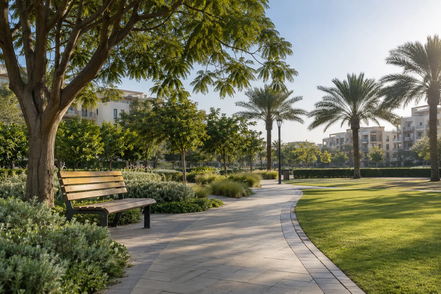 A community park and paths A community park and paths