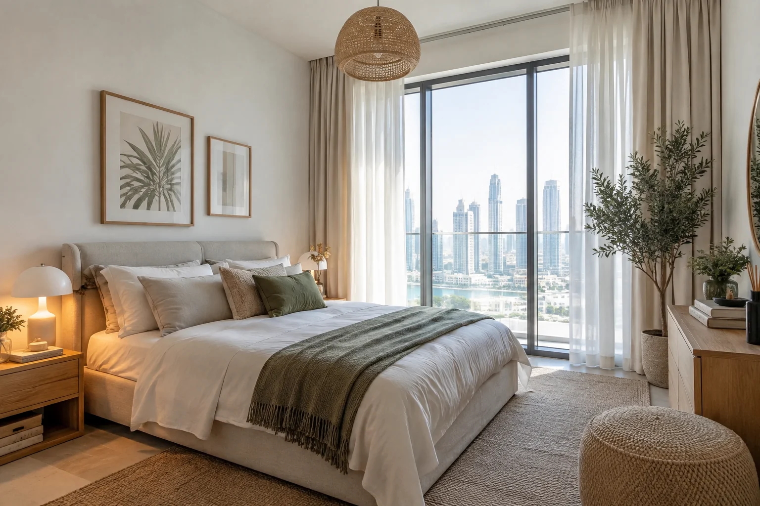 An apartment bedroom in natural light An apartment bedroom in natural light